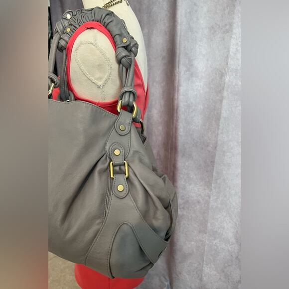 Abaco Paris 'Laguna' Bag Women’s Large Gray Soft Leather Shoulder Bag EUC - Picture 3 of 15